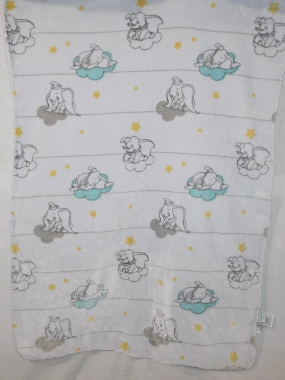 Disney Baby Dumbo Elephant Gray Plush Fleece Sherpa Blanket 28" x 38" Toddler